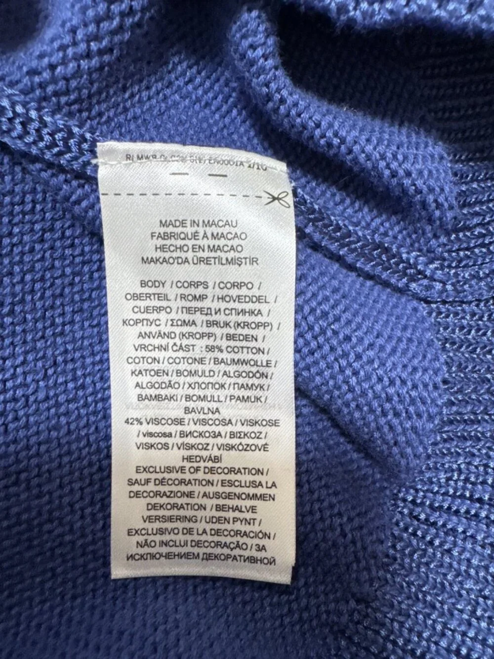 NWT Lauren Ralph Lauren Buckle-Trim Cotton-Blend Sweater Charter Blu Size Large